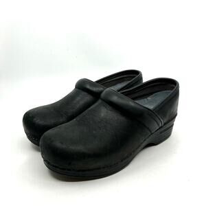 Dansko Black Leather Clogs Women's 6 US
